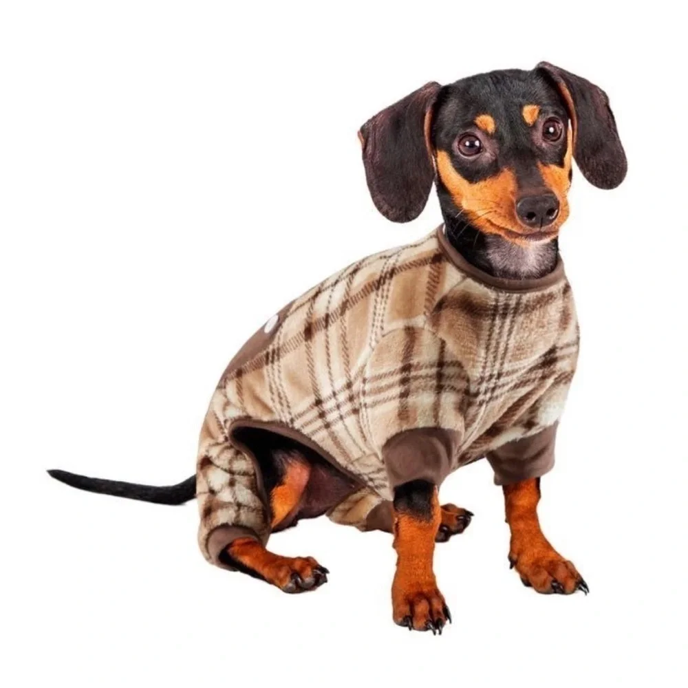 Charming Brown & Tan Plaid Dog Outfit